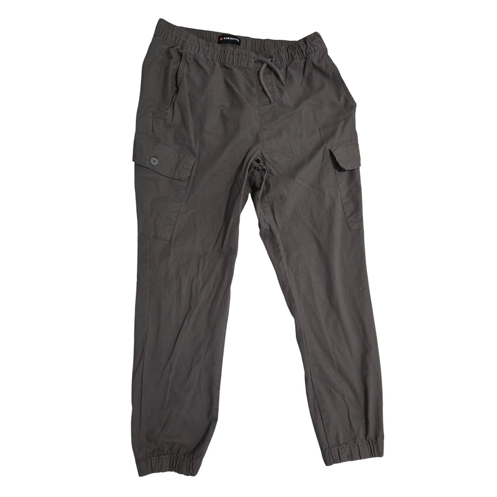 Airwalk Mens Cargo Jogger Pants Gray Elastic Waist Drawstring Size Large 0612